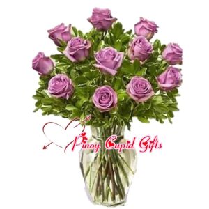 Imported Purple Roses in a Vase