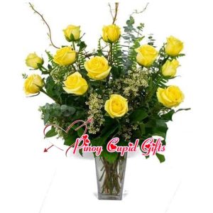 Imported Yellow Roses in a Vase