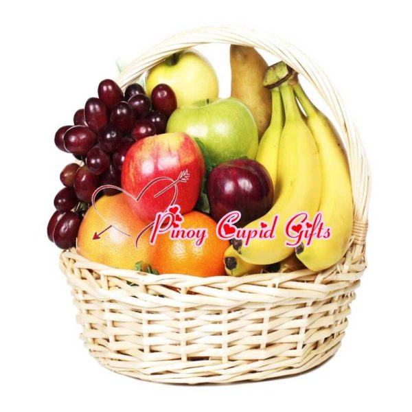 Fruit Basket 02: 4 Bananas 2 red Apples 2 green Apples 1/2 Kilo Red Grapes 3 Oranges 3 Pears