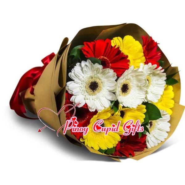 Mixed (Red/White/Yellow) Gerberas Bouquet