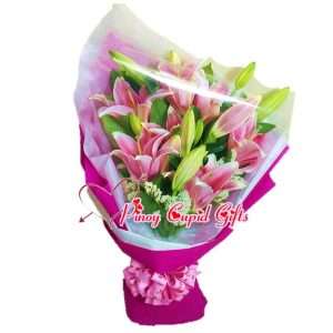 10 Pink Stargazer Lillies  (3 stems)
