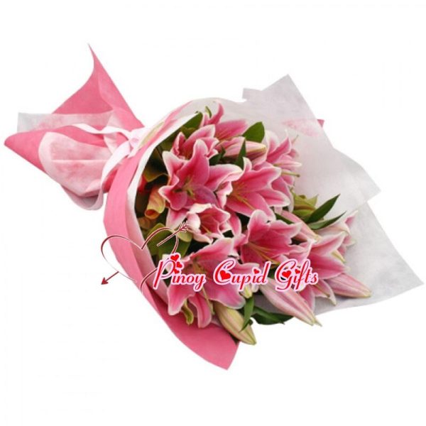 12 Pink Holland Stargazer Lilies (3-4 stems)