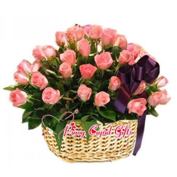 Pink Roses in a Basket