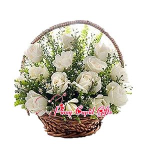 White roses in a Basket