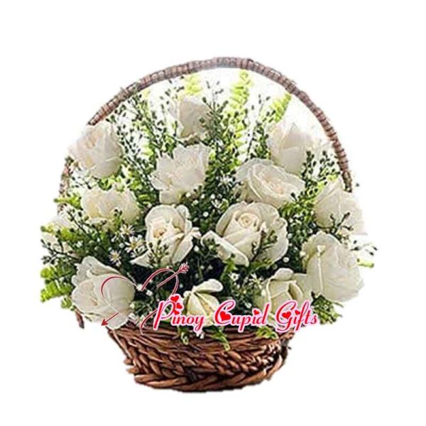 White roses in a Basket