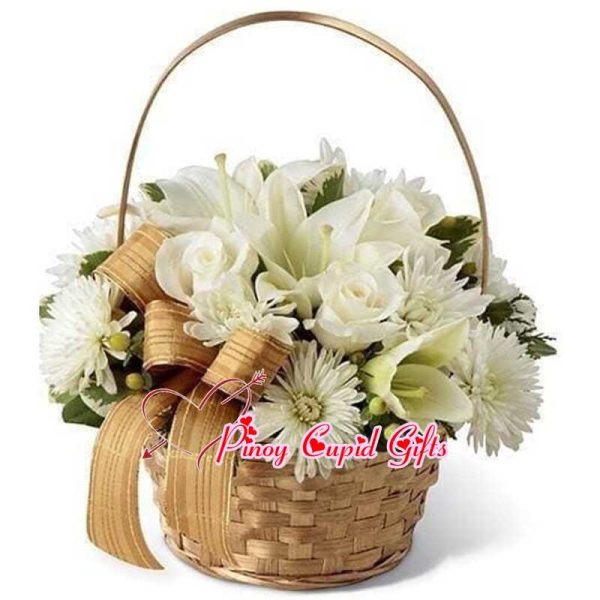 White Roses, White Lilies, White Gerberas in a Box