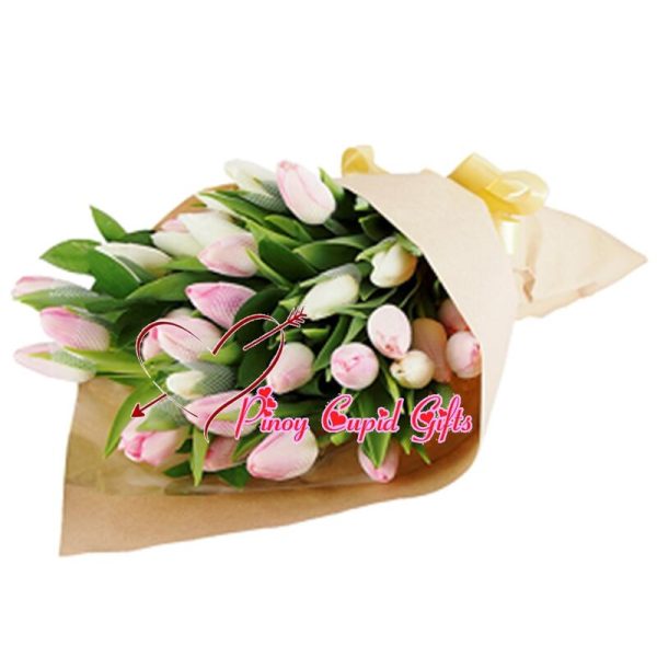 20 Pink Holland Tulips in a Bouquet