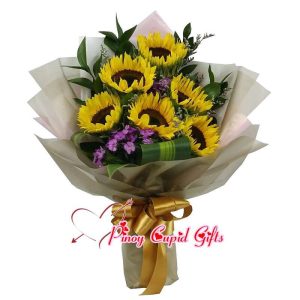 6 pcs Sunflower in hand bouquet
