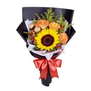 sunflower, ferrero and imported roses