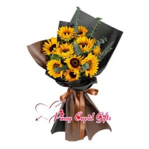 10 pcs Sunflower in Hand Bouquet