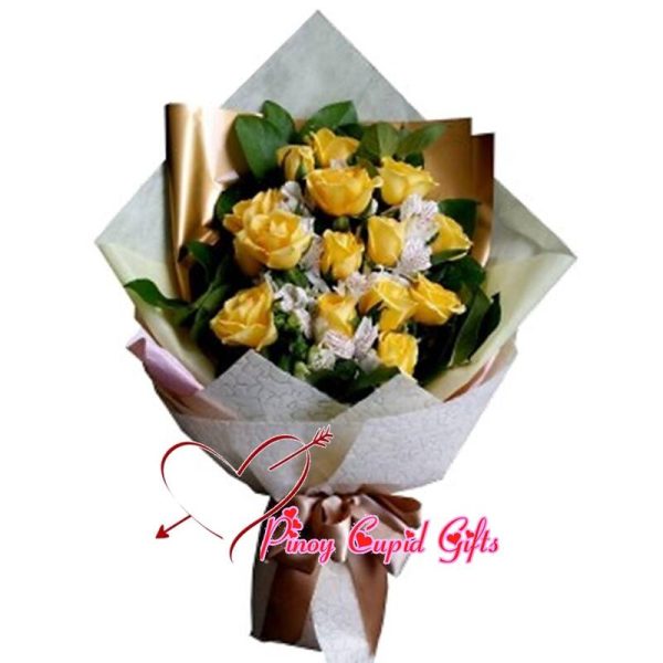 10 Imported Yellow Roses  in a hand  bouquet