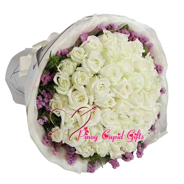 50 white roses bouquet