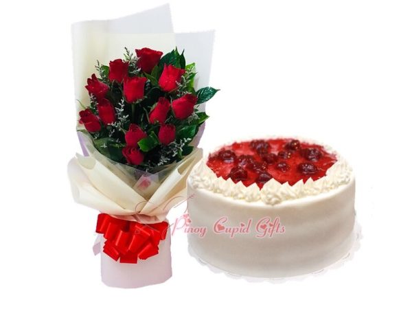 1 Dozen Red Roses & Conti's Strawberry Shortcake by Conti's