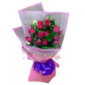 1 dozen pink roses bouquet