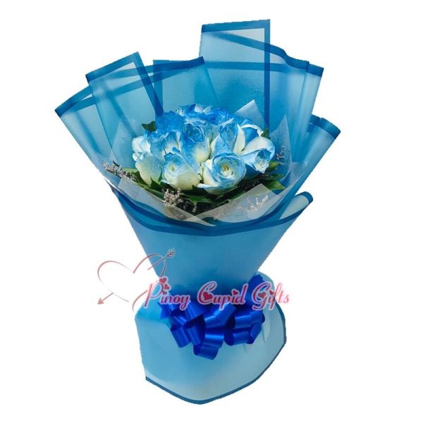 1 dozen blue roses bouquet
