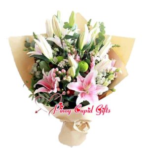 10 Pink Holland Stargazer Lillies  Hand Bouquet (3 stems)