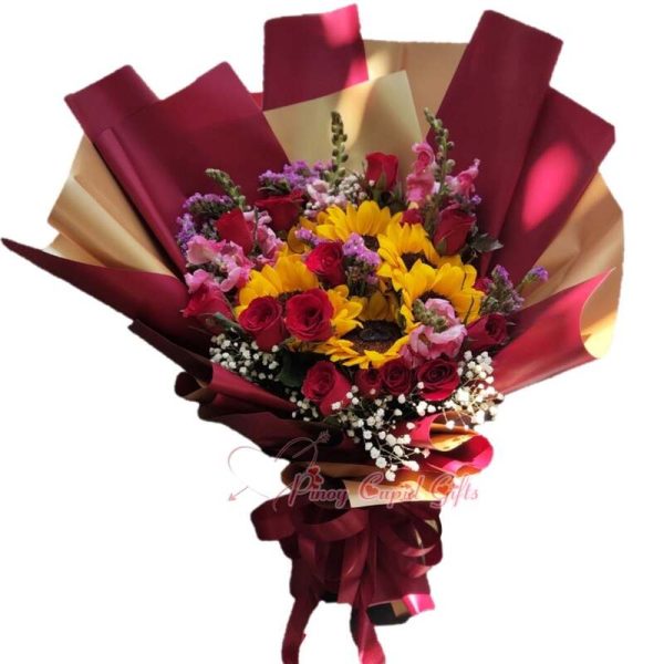 Mixed Roses & Sunflower Bouquet