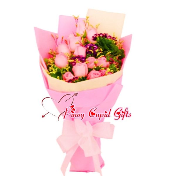 10 Imported Pink Roses Bouquet