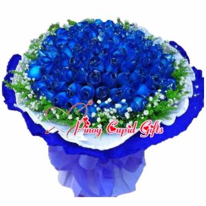 50 Blue Roses in a Hand Bouquet