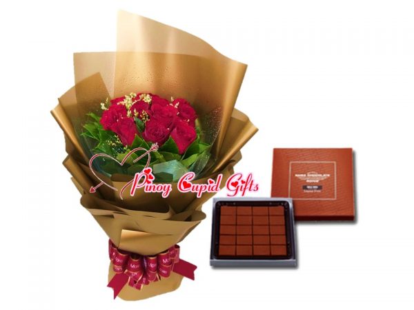 1 Dozen Red Roses and Royce mild cacao chocolate