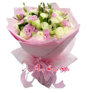 Mixed White/Pink Eustoma Bouquet