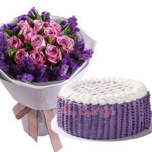 10 Imported Purple Roses & Conti's Ube Custard Cake
