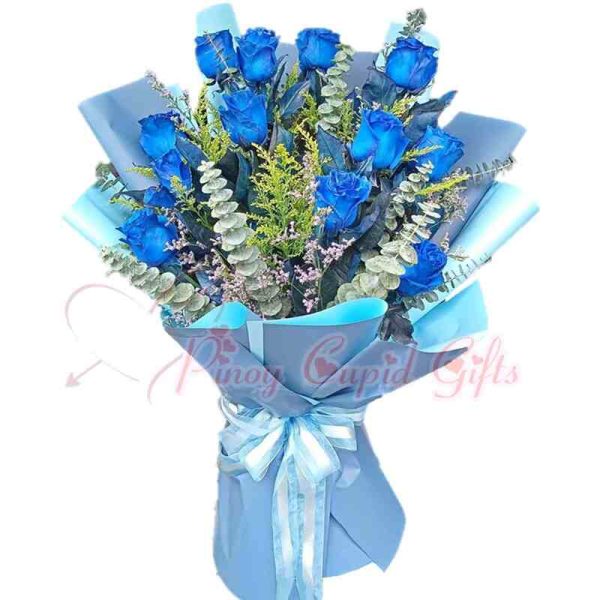 1 dozen blue roses bouquet