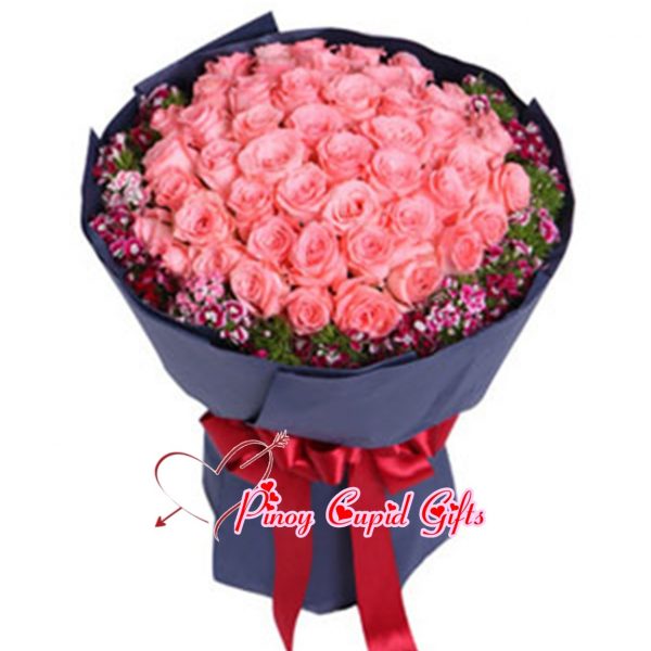 50 pink roses bouquet