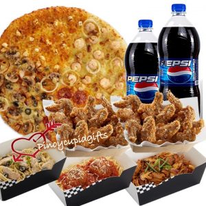 Yellow Cab XL Four Seasons Pizza,  3 Large Pastas, 1 Pound Chicken Wings, 2x 1.5l Drinks. 