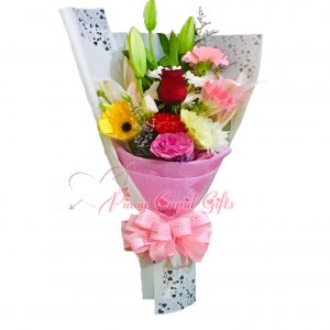 Mixed Gerberas, Carnations, Lilies Bouquet