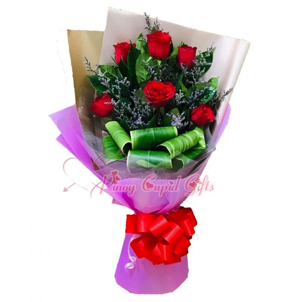 6 Red Roses Hand Bouquet