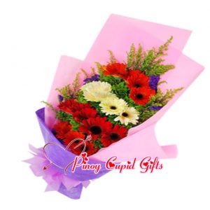 Mixed Red/White Gerberas Bouquet