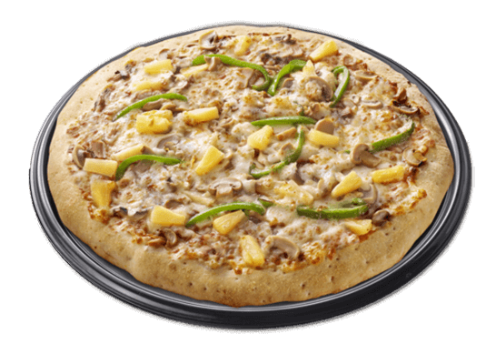 Greenwich Veggies & Cheese Overload: fresh vegetables, pineapples and a premium blend of cheeses.