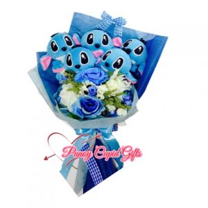 5pcs Stitch Stuffed Toy Bouquet with  soap roses