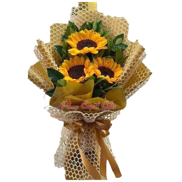 3 pcs Sunflower in a Hand bouquet