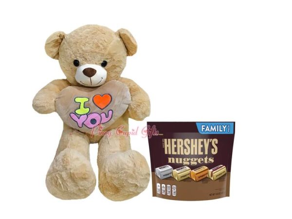 3FT Brown Love Heart Bear, Hershey's Nuggets Chocolate Assortment 442g