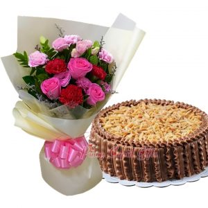 Mixed Flower Bouquet & Almond Choco Sans Rival by Conti's 
