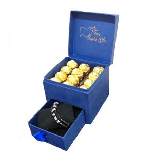 9 Pcs Ferrero Chocolate with Men's Leather Bracelet in a special gift box