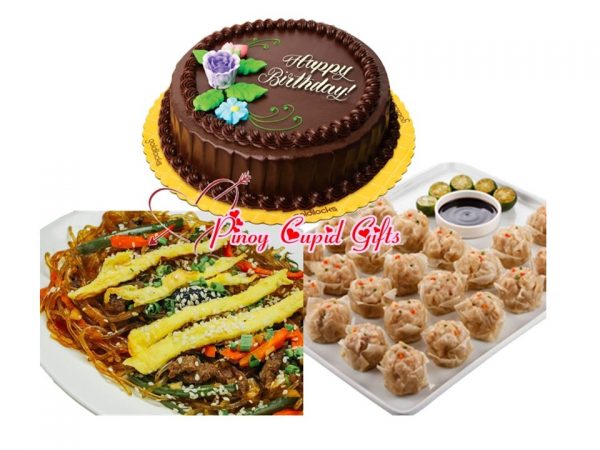 Susie's Cuisine Japchae Bilao, Pork Siomai, Goldilocks Chocolate Chiffon Cake