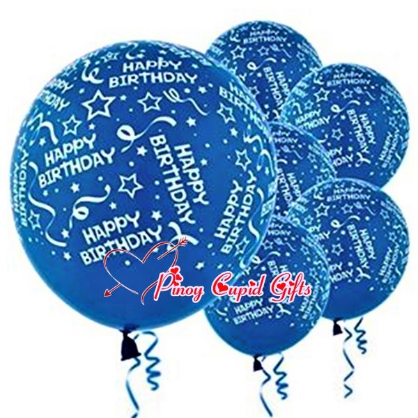 6 Blue Birthday Balloons