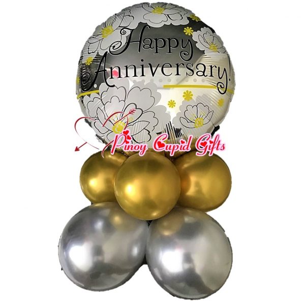 Silver Happy Anniversary Mylar Balloons