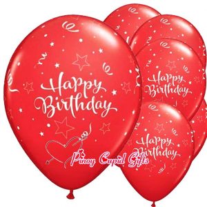 6 Red Birthday Balloons