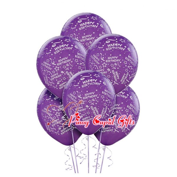 6 Purple Birthday Balloons