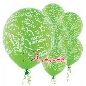 6 Green Birthday Balloons