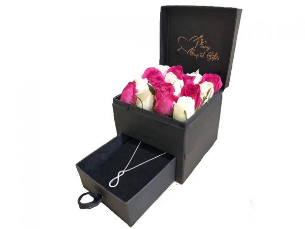 Mixed Roses and Sterling Silver Necklace in a special gift box