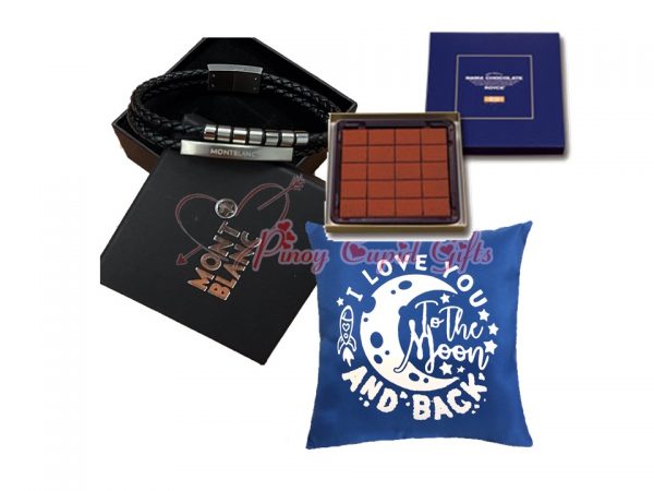 men's leather bracelet, message pillow and Royce Chocolate