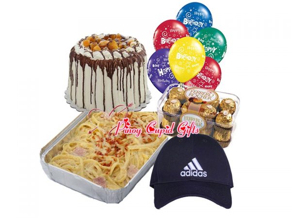 contis cake, pasta, snap on cap and chocolate