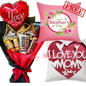 chocolate bouquet, and mother's day pillow