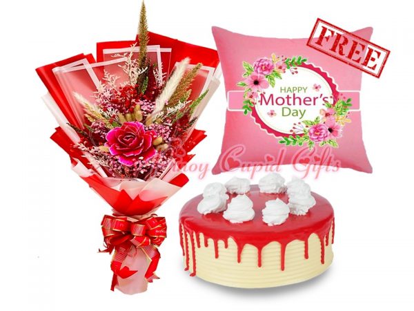 preserved and dried flowers, Red Velvet Cake by Cake2go, Mother's Day message pillow