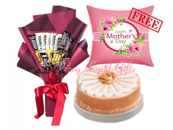 20pc Chocolate Bouquet, Yema Caramel Cake, Mother's Day Pillow